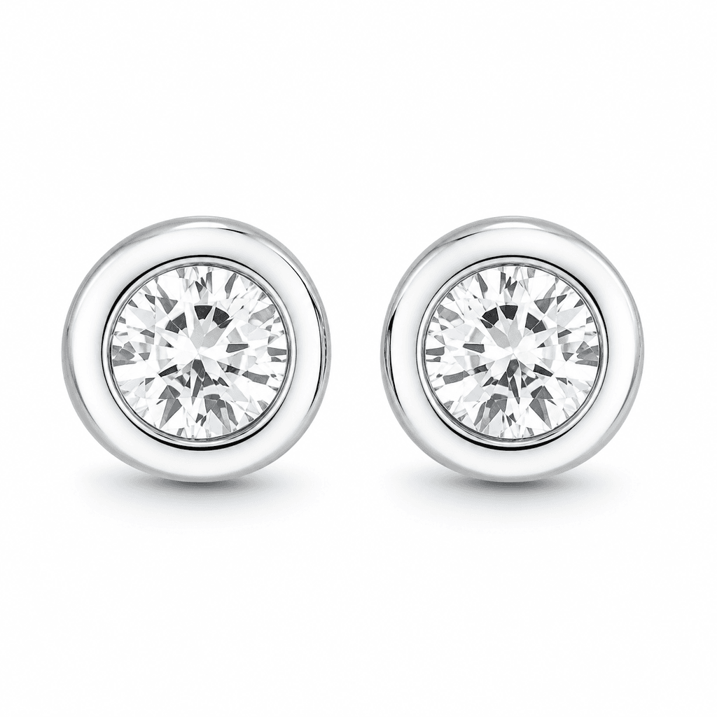 Aurora Crystal-Accent Stud Earrings, Silver Tone, macro view on white background