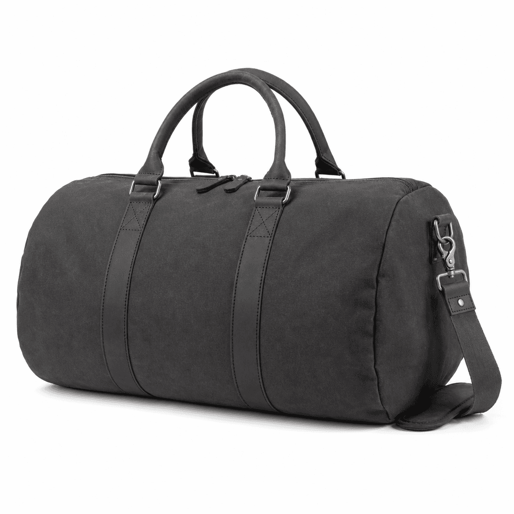 Eclipse Weekender Bag in Charcoal, alternate angle on white background
