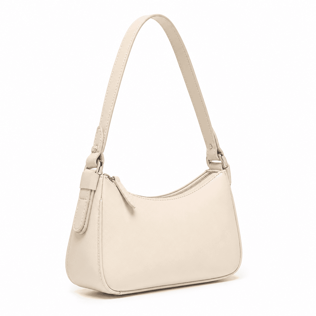 Luna Mini Shoulder Bag in Ivory, alternate angle on white background