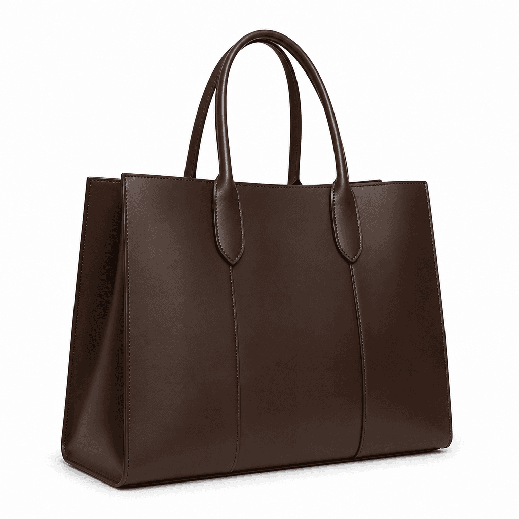 Orion Work Tote in Espresso, alternate angle on white background